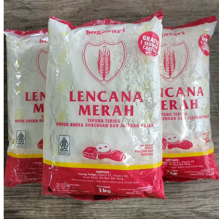 Tepung Lencana Merah 1000gr | Tepung Terigu Untuk Aneka Gorengan dan Jajanan Pasar | Tepung Bogasari - foto 2