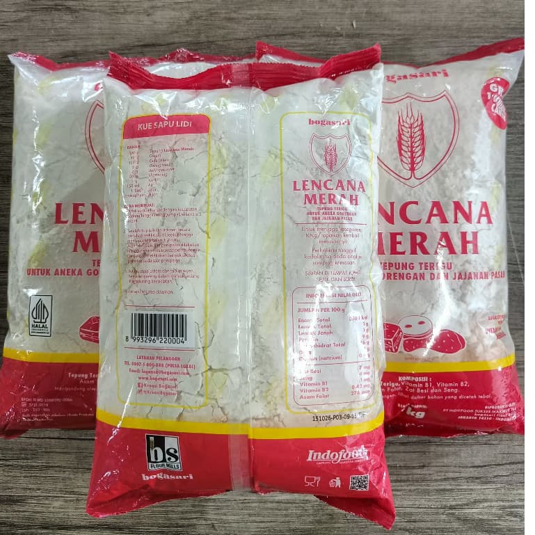 Tepung Lencana Merah 1000gr | Tepung Terigu Untuk Aneka Gorengan dan Jajanan Pasar | Tepung Bogasari - foto 3