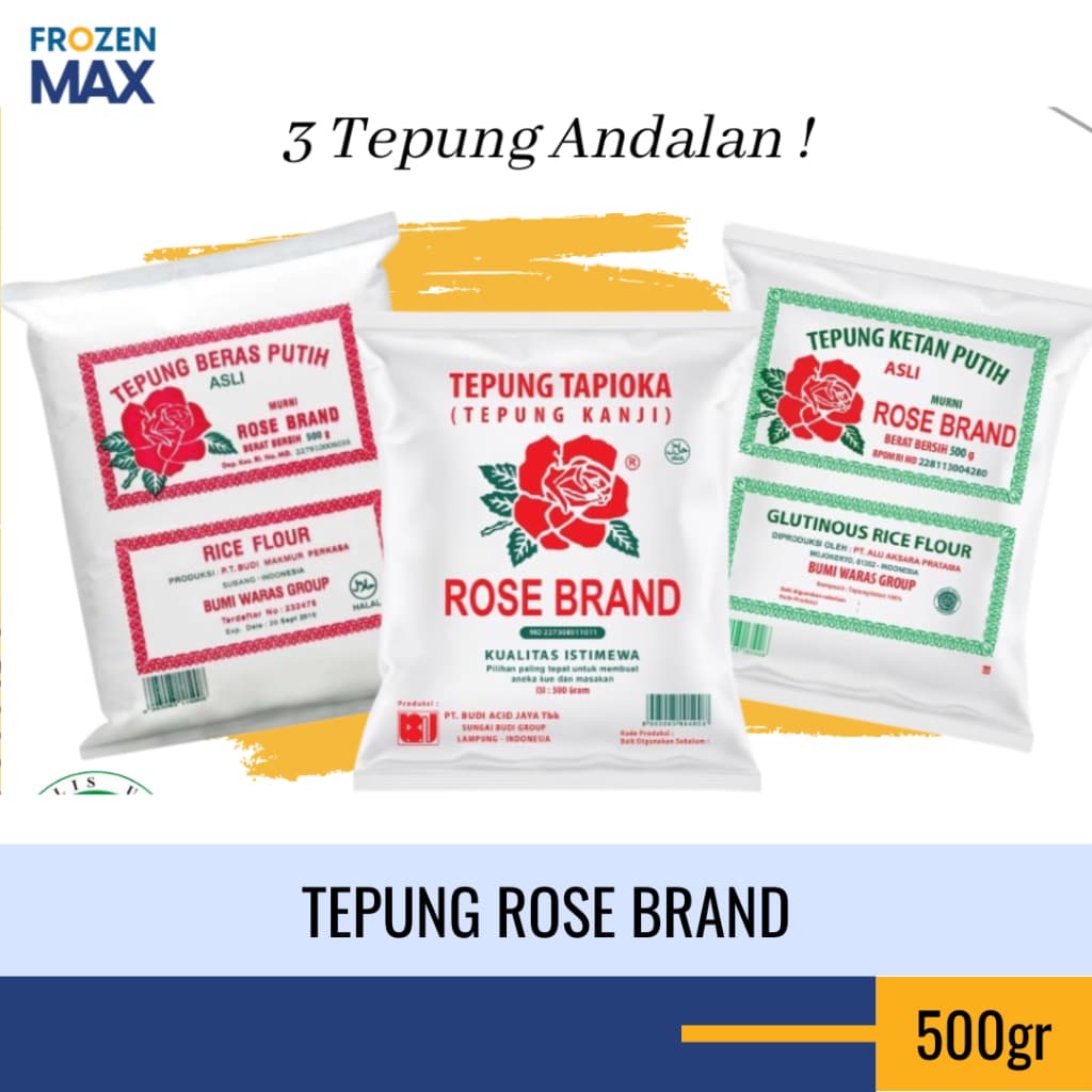 Aneka Tepung Rose Brand 500gr - Tapioka, Beras, Ketan